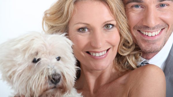 Couple with dog.